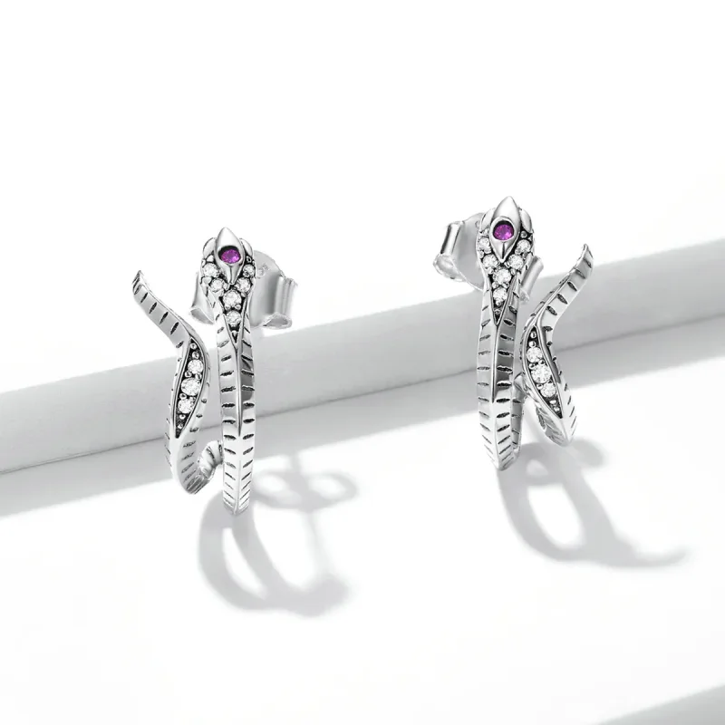 (image for) PANDORA Style Delicate Silver Snake Stud Earrings - BSE565 - View 2