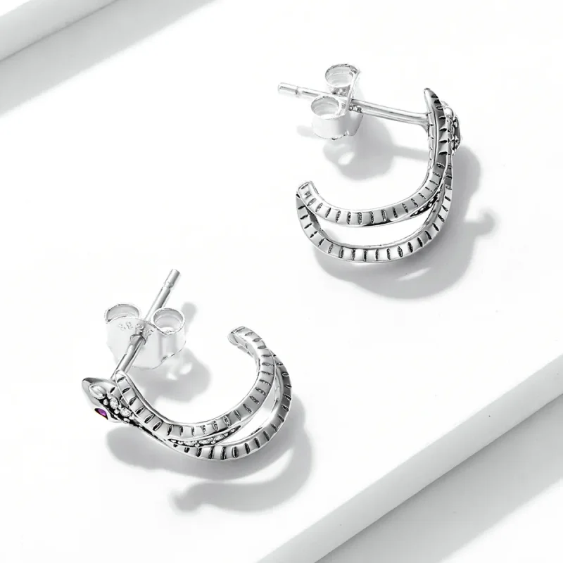 (image for) PANDORA Style Delicate Silver Snake Stud Earrings - BSE565 - View 4