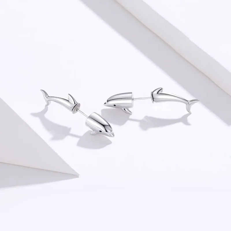 (image for) PANDORA Style Dolphin Stud Earrings - BSE184 - View 3