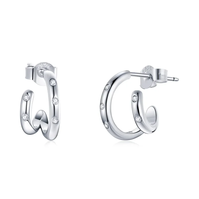 (image for) PANDORA Style Double Circle Stud Earrings - BSE494 - Product Image