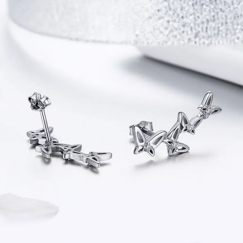 (image for) PANDORA Style Elegant Butterfly Dance Stud Earrings - BSE056 - View 2