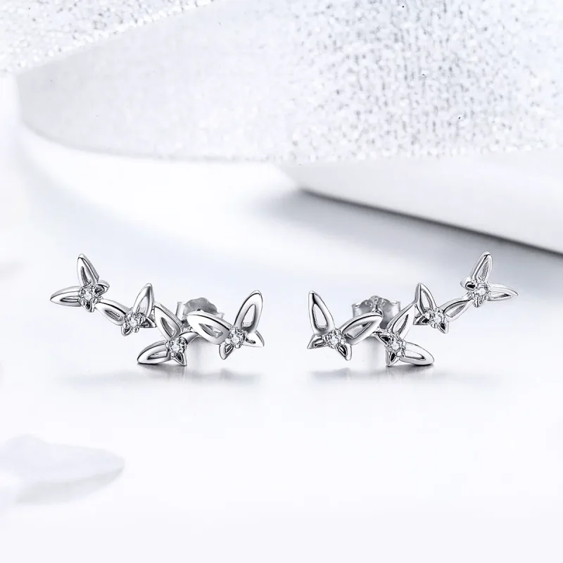 (image for) PANDORA Style Elegant Butterfly Dance Stud Earrings - BSE056 - View 3
