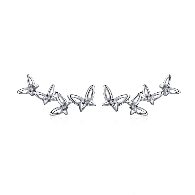 (image for) PANDORA Style Elegant Butterfly Dance Stud Earrings - BSE056 - Product Image