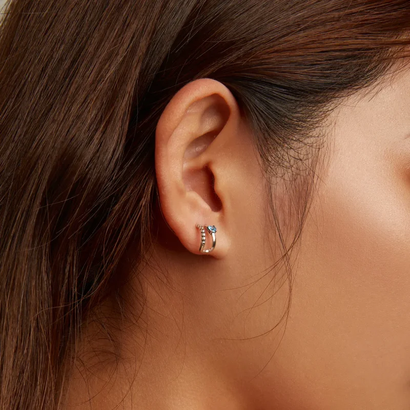 (image for) PANDORA Style Exquisite Double Layer Stud Earrings - SCE1331 - View 8