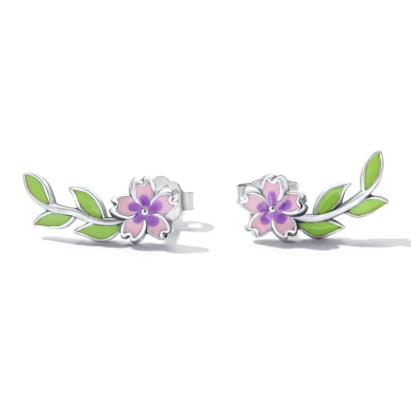 (image for) PANDORA Style Flowers Leaves Stud Earrings - SCE1391 - View 2