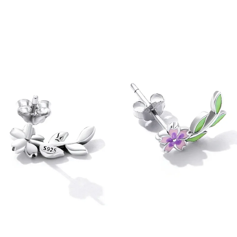(image for) PANDORA Style Flowers Leaves Stud Earrings - SCE1391 - View 4