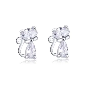 (image for) PANDORA Style Four Corner Stone Kitten Stud Earrings - BSE206