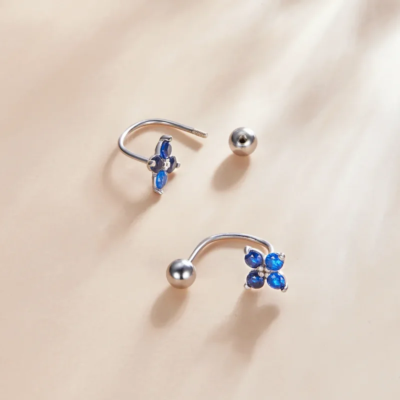 (image for) PANDORA Style Four-Petal Flower Stud Earrings - SCE1177-A - View 3