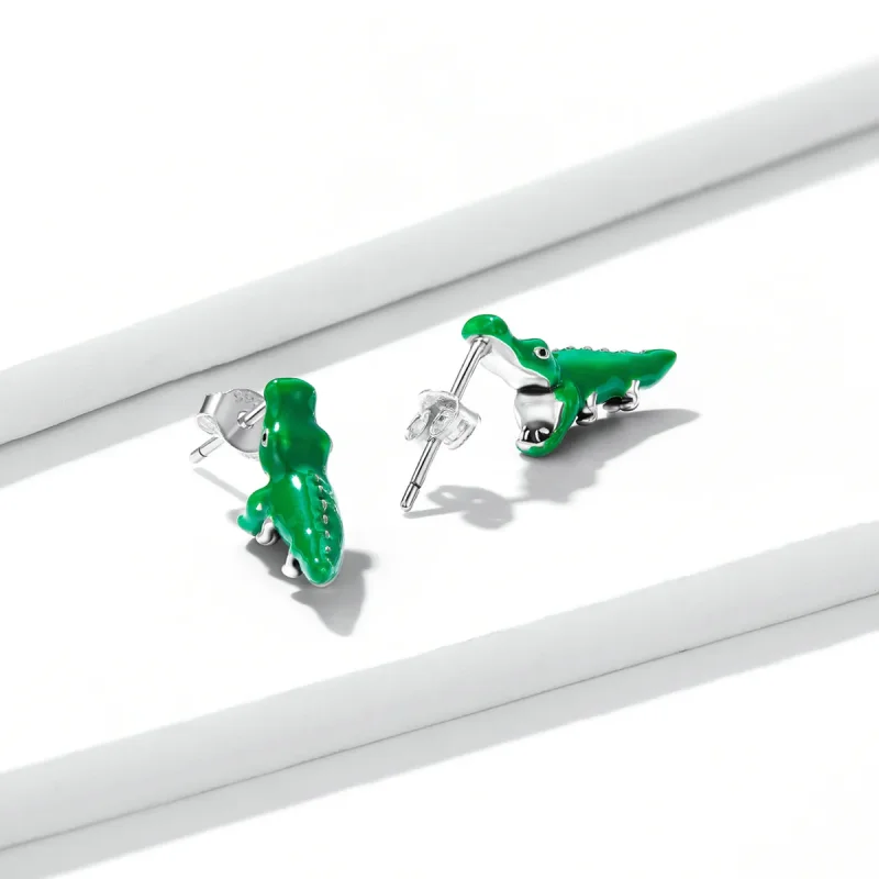 (image for) PANDORA Style Funny Little Crocodile Stud Earrings - BSE562 - View 3