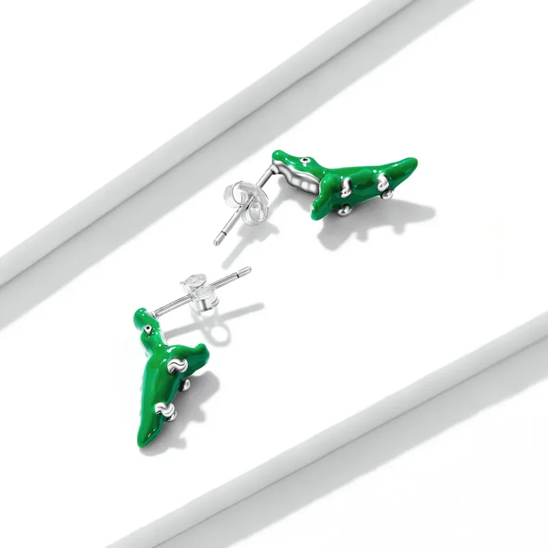 (image for) PANDORA Style Funny Little Crocodile Stud Earrings - BSE562 - View 4
