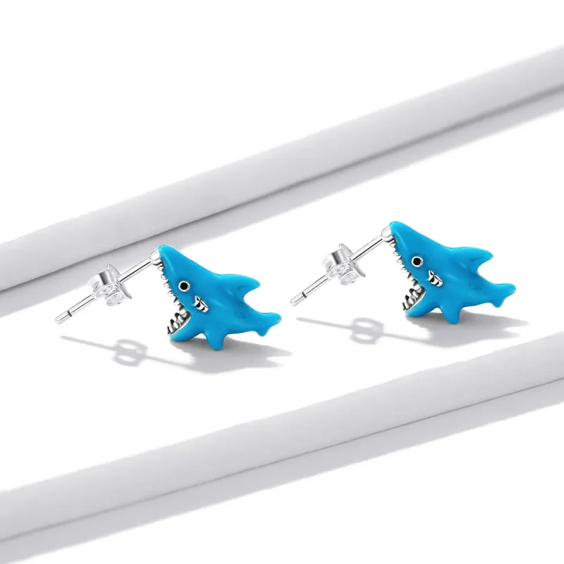(image for) PANDORA Style Funny Little Shark Stud Earrings - BSE563 - View 2