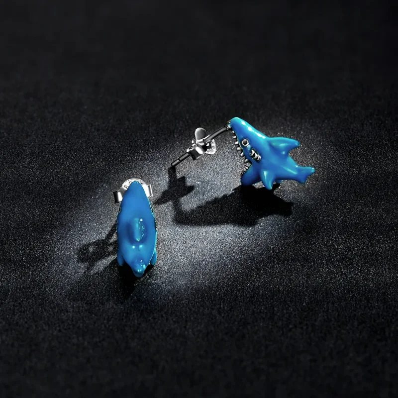 (image for) PANDORA Style Funny Little Shark Stud Earrings - BSE563 - View 5