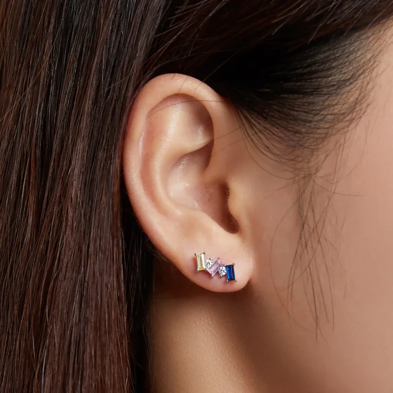 (image for) PANDORA Style Geometric Art Stud Earrings - SCE1208 - View 4