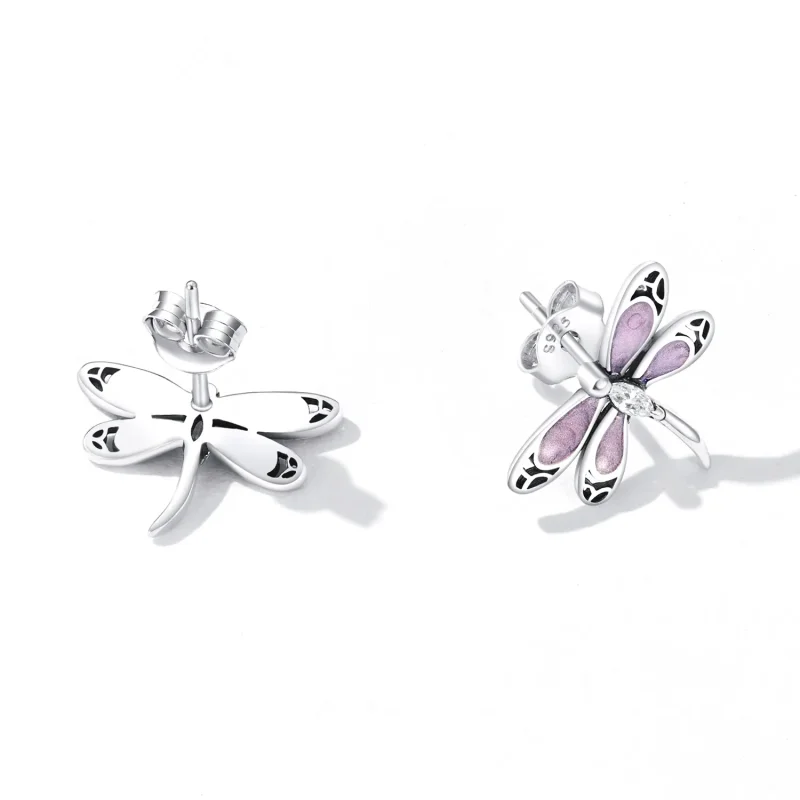 (image for) PANDORA Style Girl Pink Dragonfly Stud Earrings - SCE1414 - View 3
