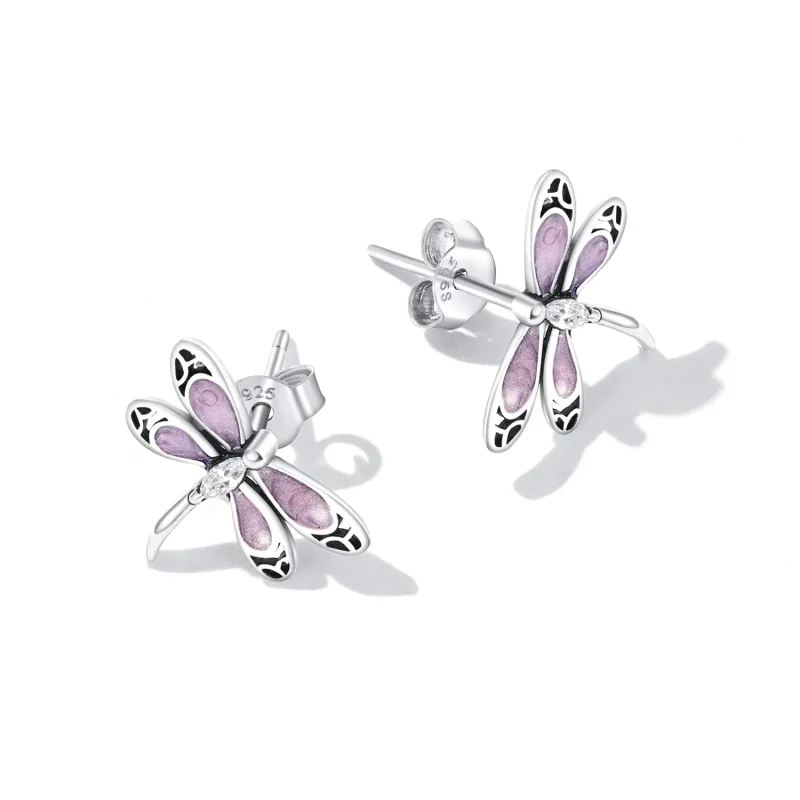 (image for) PANDORA Style Girl Pink Dragonfly Stud Earrings - SCE1414 - View 4
