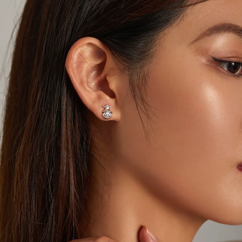 (image for) PANDORA Style Halloween Pumpkin Stud Earrings - BSE537 - View 8