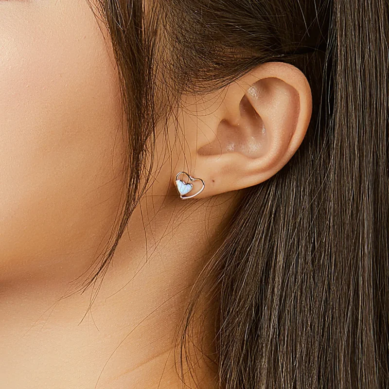 (image for) PANDORA Style Heart Center Stud Earrings - SCE858 - View 6