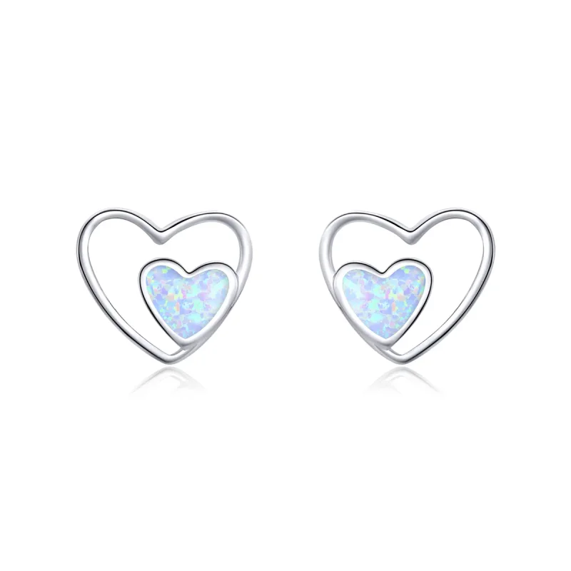 (image for) PANDORA Style Heart Center Stud Earrings - SCE858 - Product Image