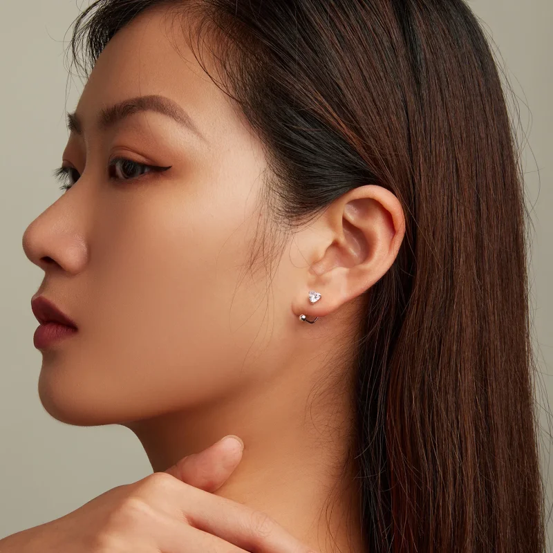 (image for) PANDORA Style Heart Thread Stud Earrings - BSE697 - View 7