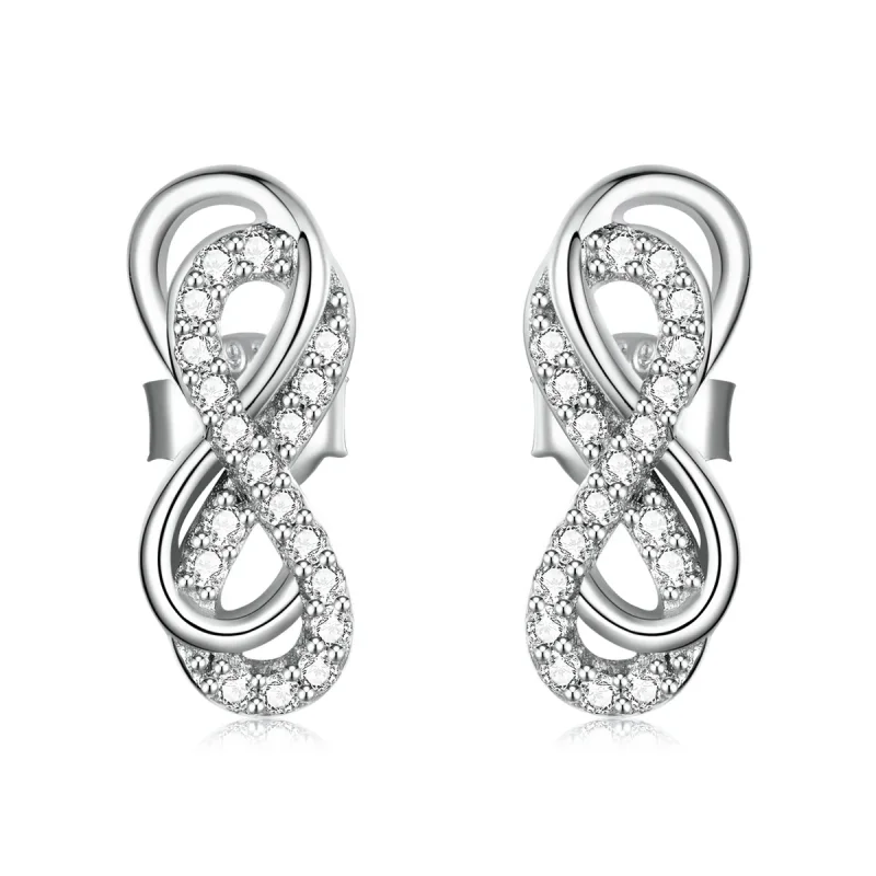 (image for) PANDORA Style Infinity Symbols - Double Layer Stud Earrings - BSE542 - Product Image
