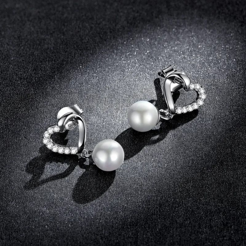 (image for) PANDORA Style Love Shell Beads-Elegant Stud Earrings - BSE552 - View 5