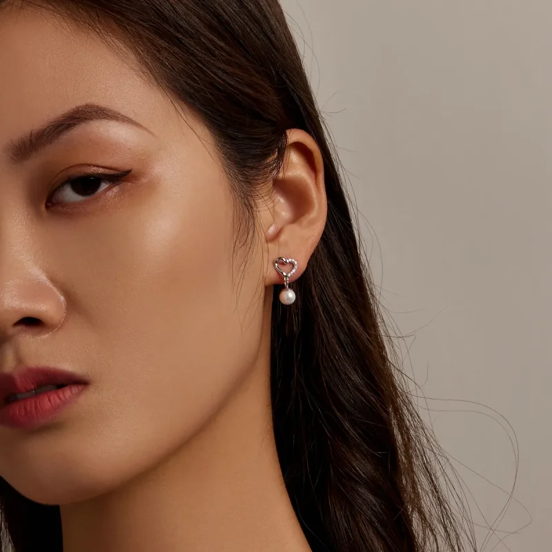 (image for) PANDORA Style Love Shell Beads-Elegant Stud Earrings - BSE552 - View 6