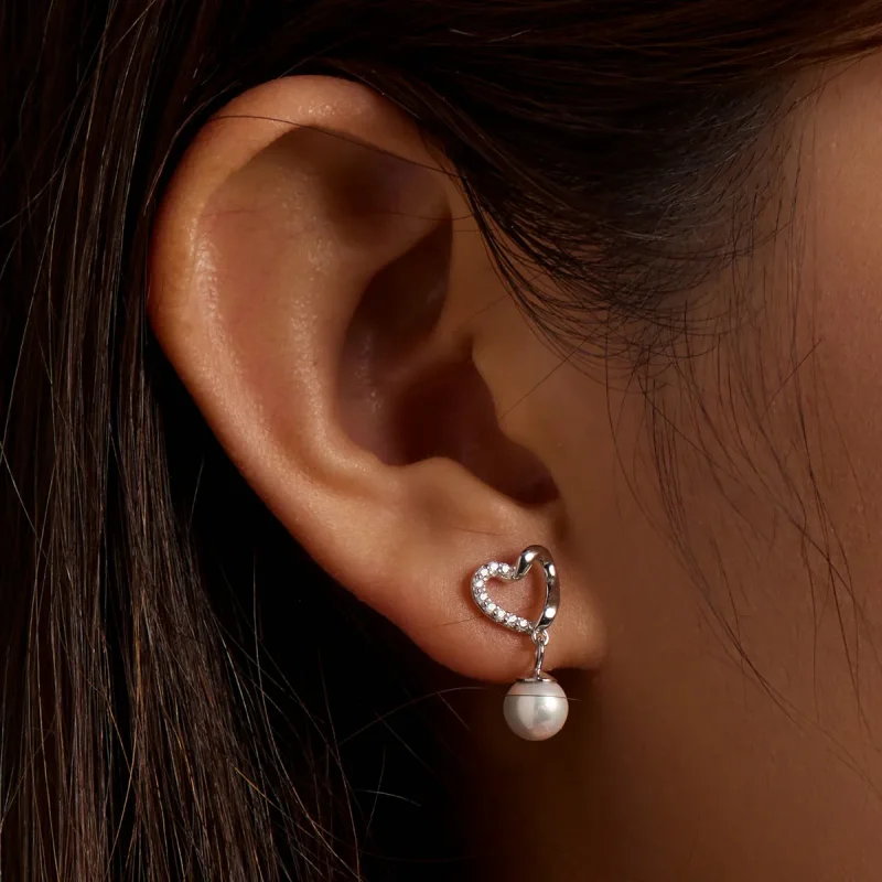 (image for) PANDORA Style Love Shell Beads-Elegant Stud Earrings - BSE552 - View 8