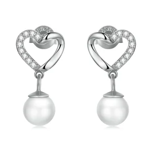(image for) PANDORA Style Love Shell Beads-Elegant Stud Earrings - BSE552