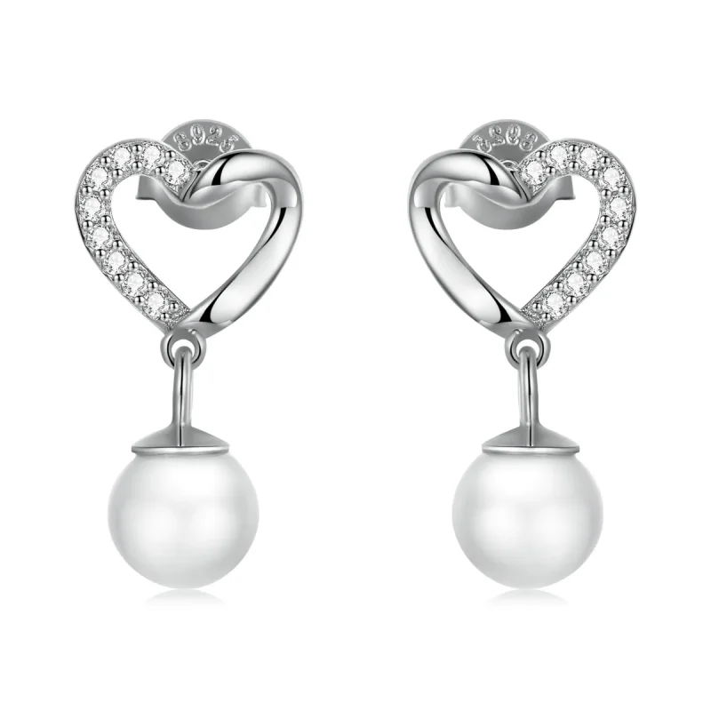 (image for) PANDORA Style Love Shell Beads-Elegant Stud Earrings - BSE552 - Product Image