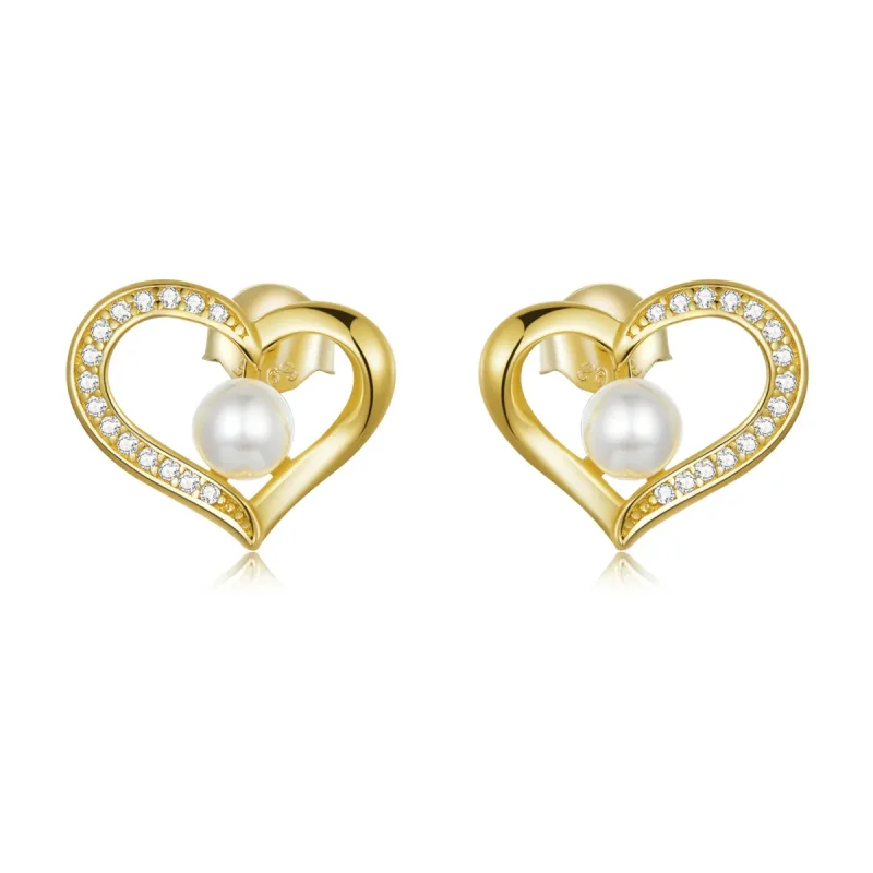 (image for) PANDORA Style Love Shell Beads - Simple Stud Earrings - BSE550-B - Product Image
