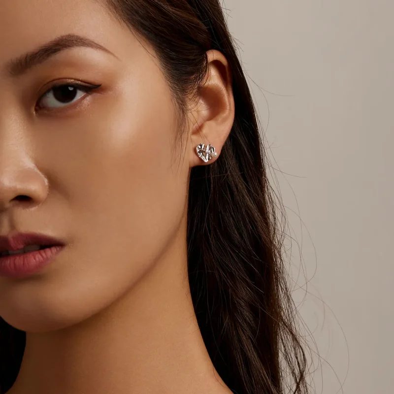 (image for) PANDORA Style Love Shell Beads - Texture Stud Earrings - BSE551-A - View 3