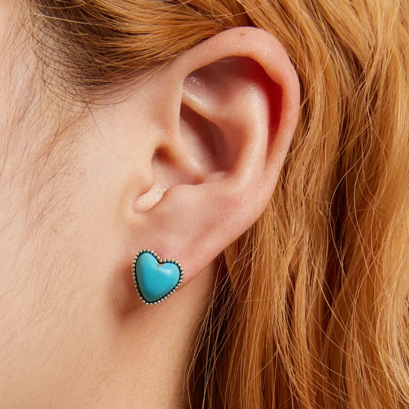 (image for) PANDORA Style Love Turquoise Stud Earrings - BSE591 - View 7