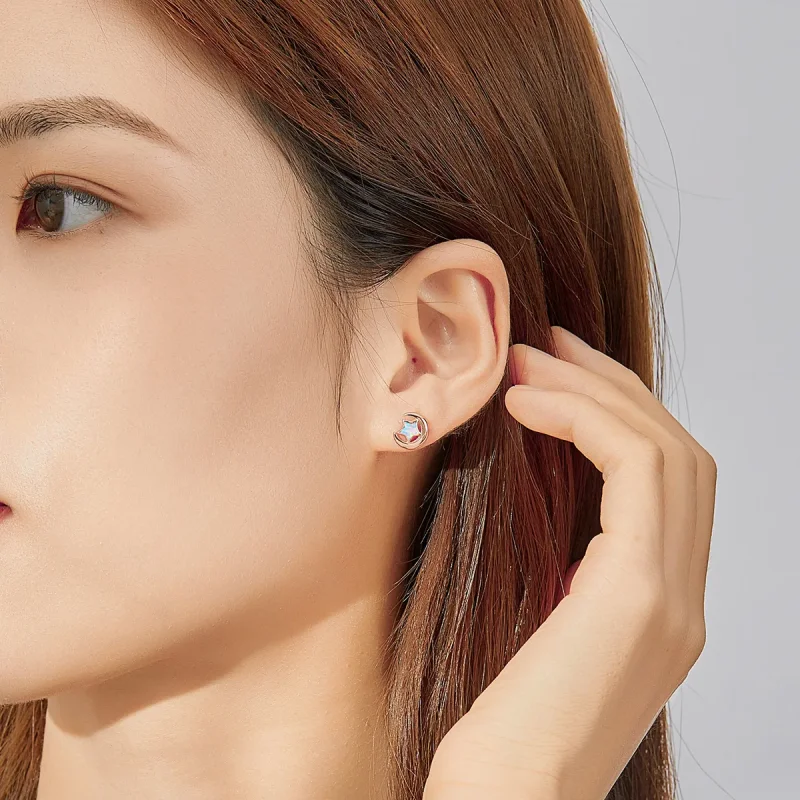 (image for) PANDORA Style Opal Moon Stud Earrings - SCE816-C - View 6