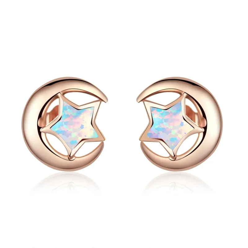 (image for) PANDORA Style Opal Moon Stud Earrings - SCE816-C - Product Image