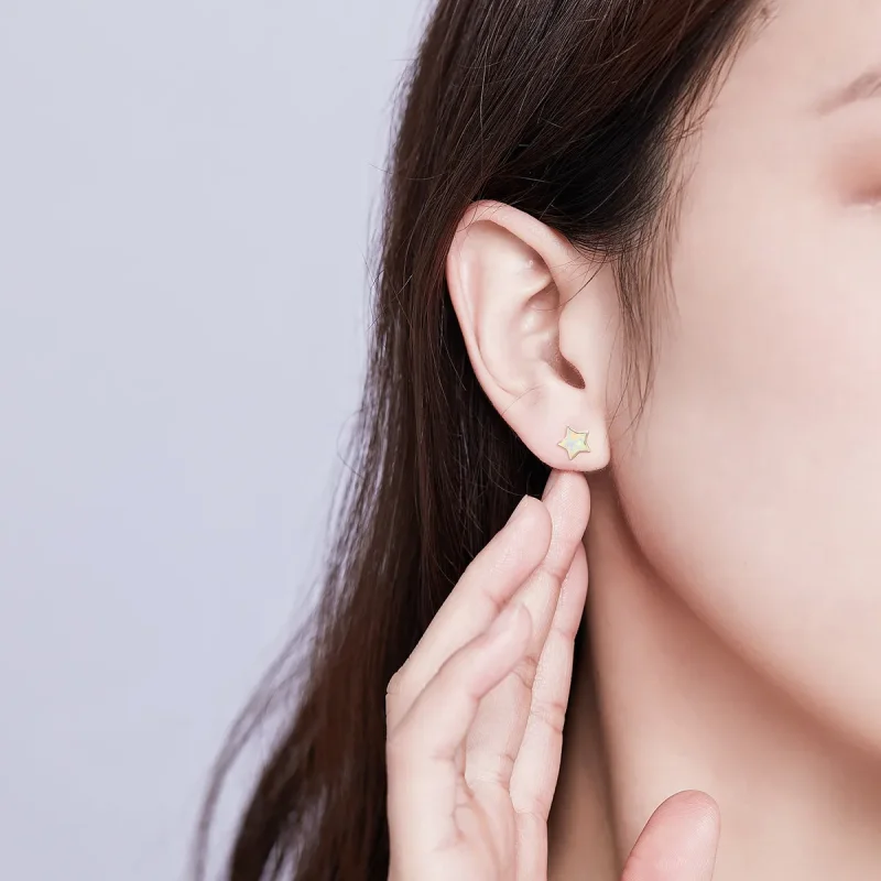 (image for) PANDORA Style Opal Pentagram Stud Earrings - SCE674 - View 7