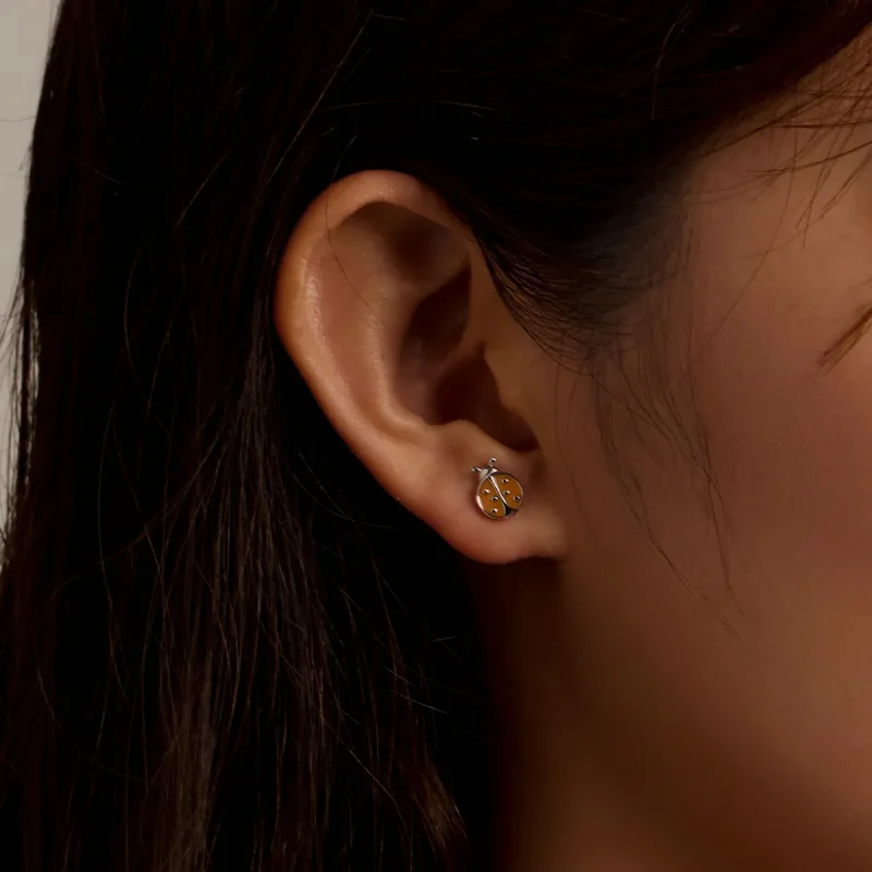 (image for) PANDORA Style Orange Ladybug Stud Earrings - SCE1345 - View 7