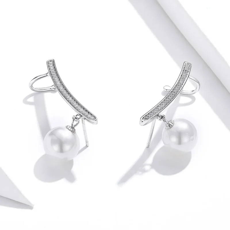 (image for) PANDORA Style Pearl Stud Earrings - BSE299 - View 2