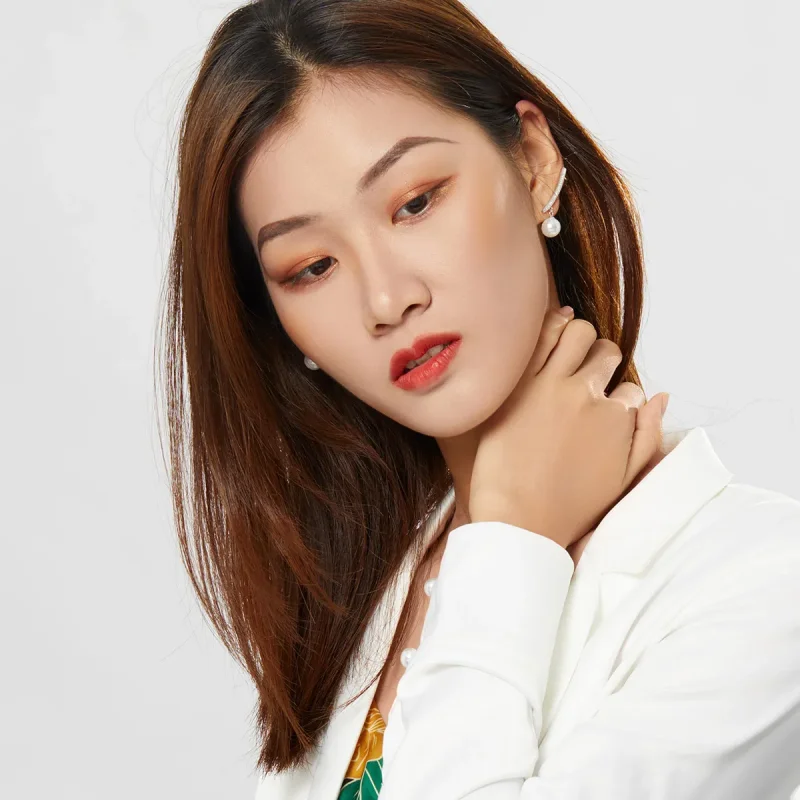 (image for) PANDORA Style Pearl Stud Earrings - BSE299 - View 5