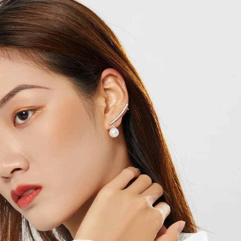 (image for) PANDORA Style Pearl Stud Earrings - BSE299 - View 7