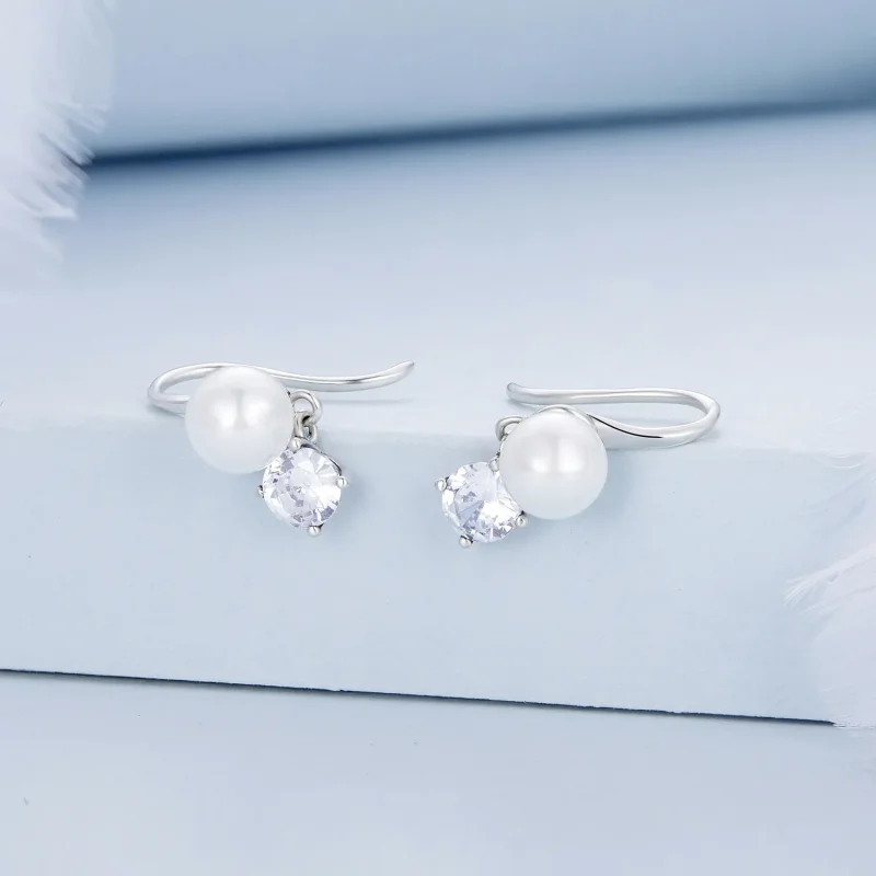 (image for) PANDORA Style Pearl Stud Earrings - BSE684 - View 2