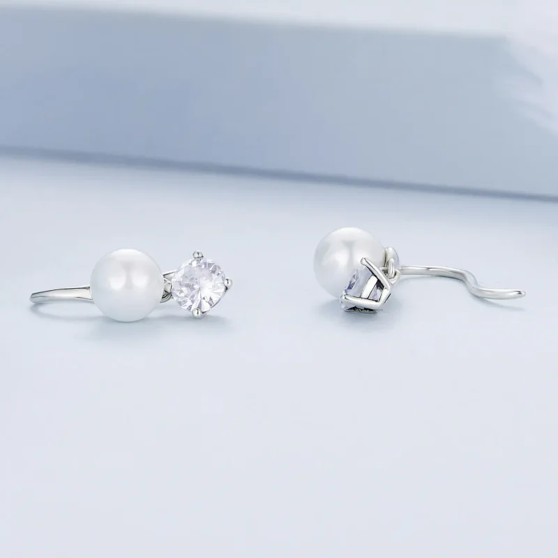 (image for) PANDORA Style Pearl Stud Earrings - BSE684 - View 4