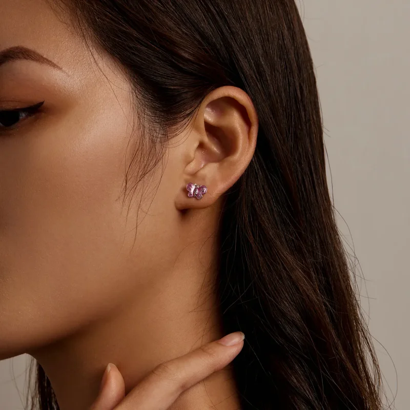 (image for) PANDORA Style Pink Butterfly Stud Earrings - SCE1344 - View 5