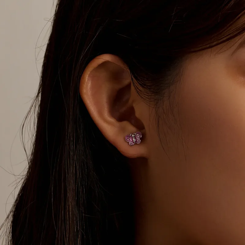 (image for) PANDORA Style Pink Butterfly Stud Earrings - SCE1344 - View 7