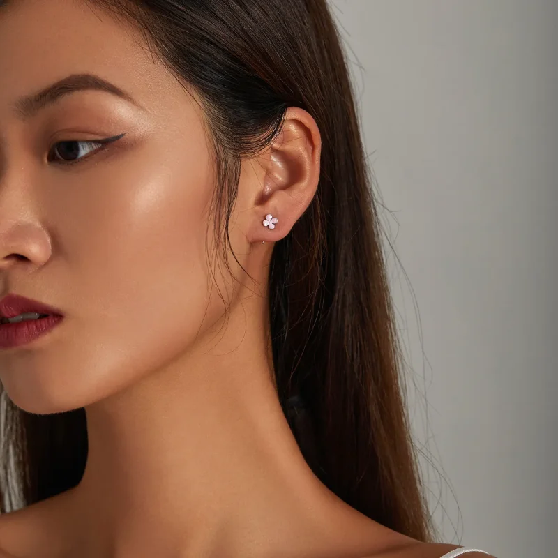 (image for) PANDORA Style Pink Flowers Stud Earrings - SCE1286 - View 5