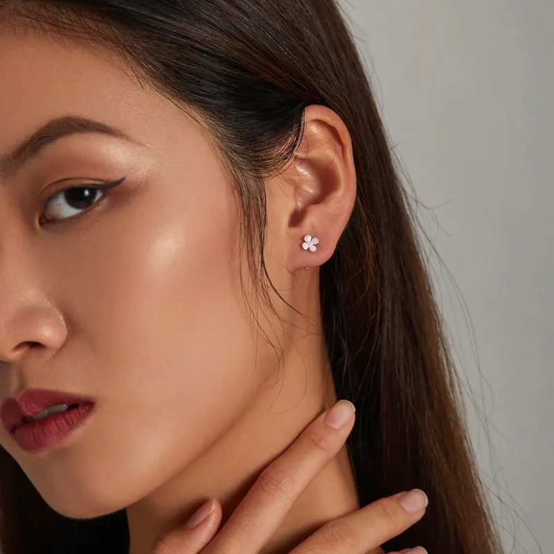 (image for) PANDORA Style Pink Flowers Stud Earrings - SCE1286 - View 6