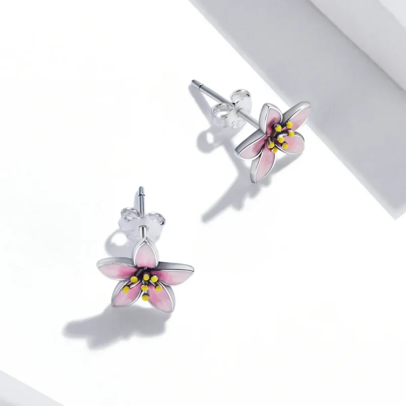 (image for) PANDORA Style Pink Sakura Stud Earrings - SCE1273 - View 4