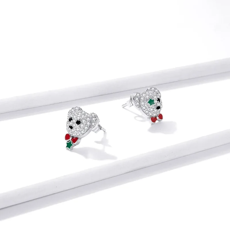 (image for) PANDORA Style Playful Bear Stud Earrings - BSE437 - View 4