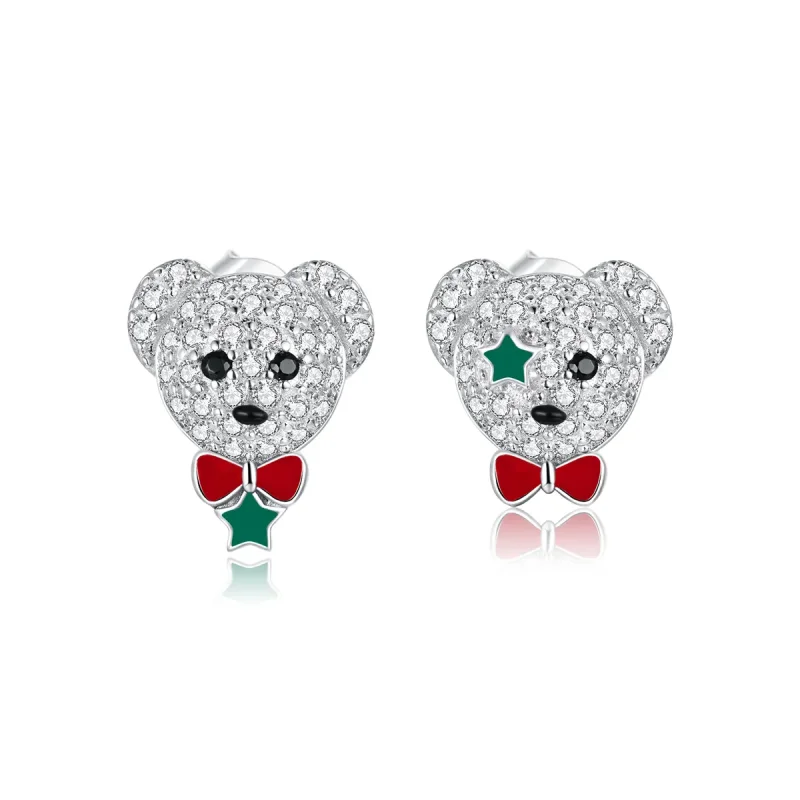 (image for) PANDORA Style Playful Bear Stud Earrings - BSE437 - Product Image