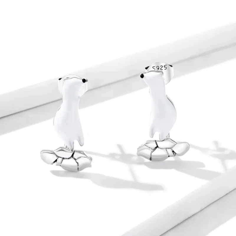 (image for) PANDORA Style Polar Bear On Cracked Ice Stud Earrings - BSE347 - View 3