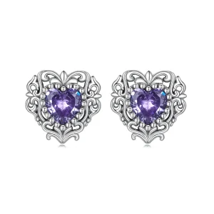 (image for) PANDORA Style Purple Zircon Heart Stud Earrings - BSE695